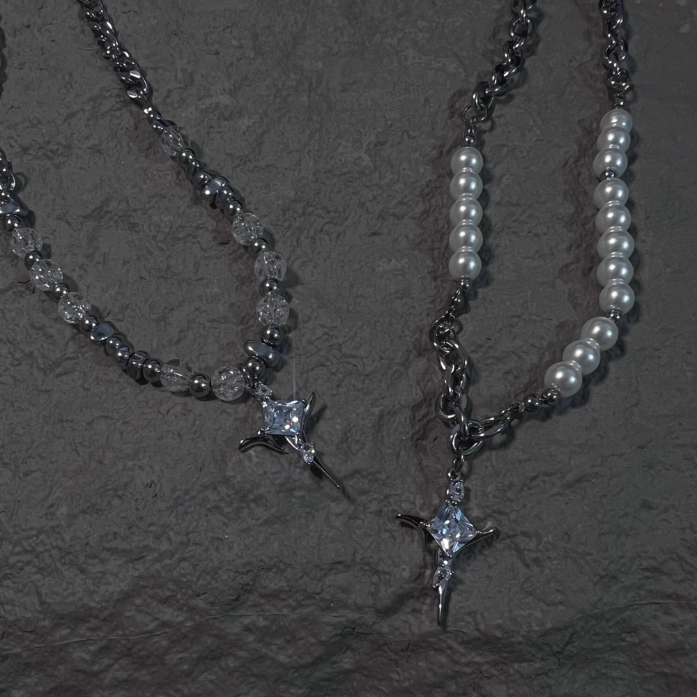 American Ball Bead Clavicle Star Necklace