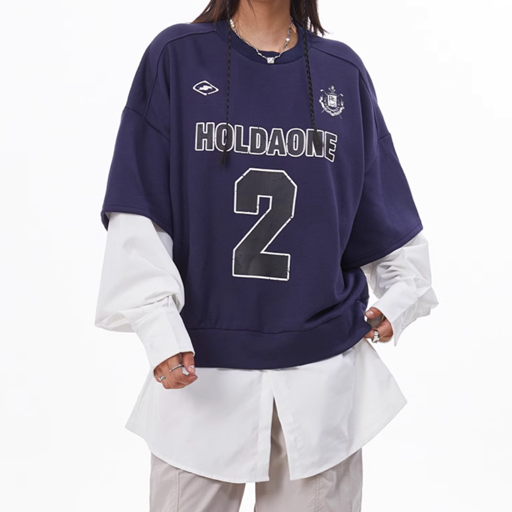 Street Fake Two Piece Printed Sweatshirt