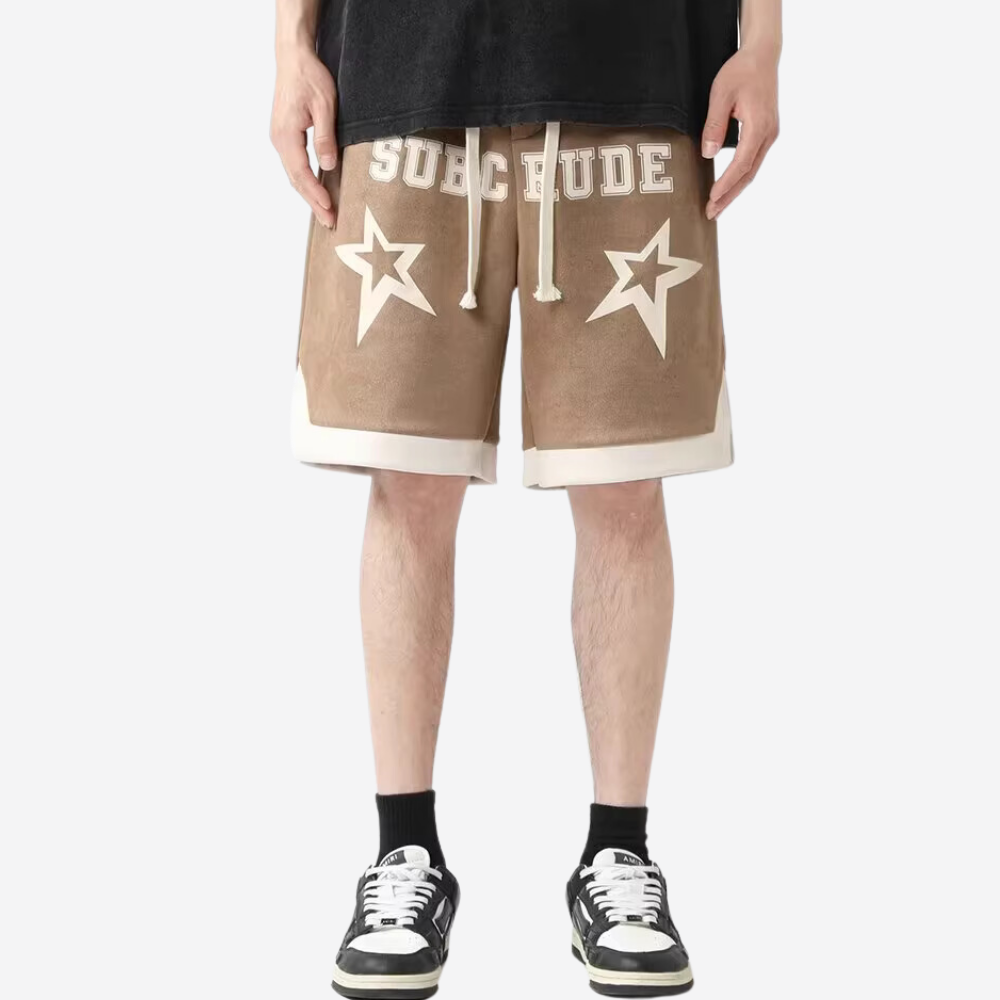 Casual Suede Print Shorts