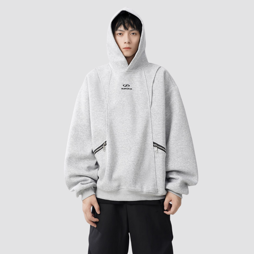 Heavy Dual Zip Embroidered Hoodie