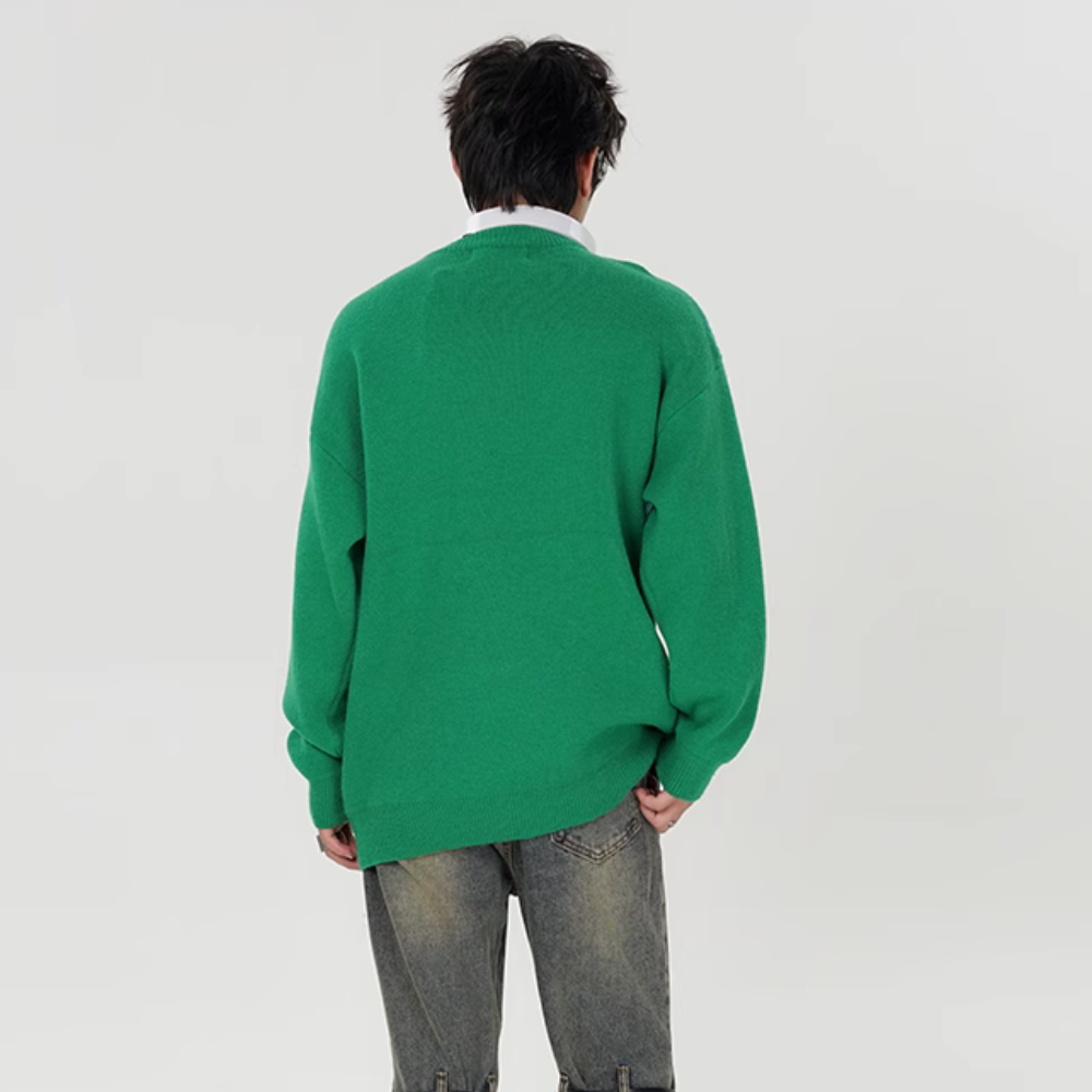 Retro Star Knit Patchwork Sweater