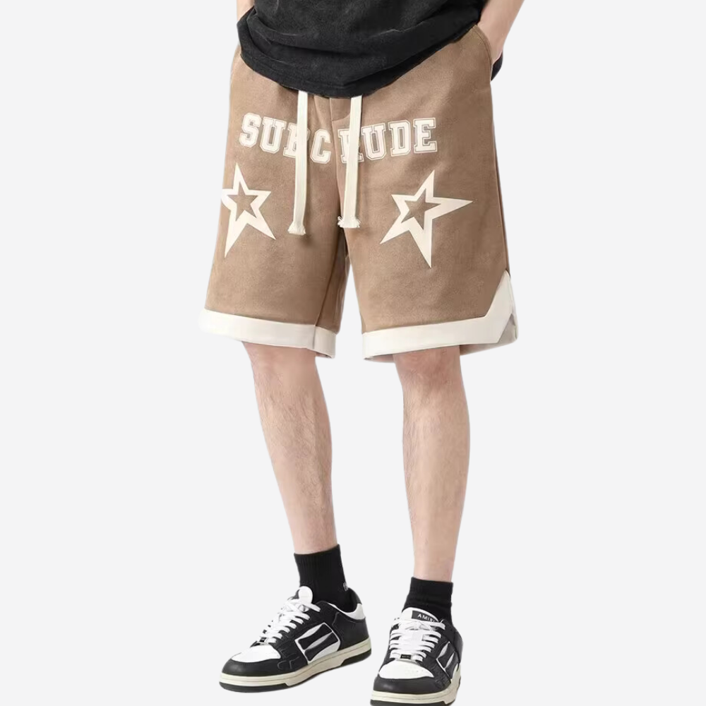 Casual Suede Print Shorts