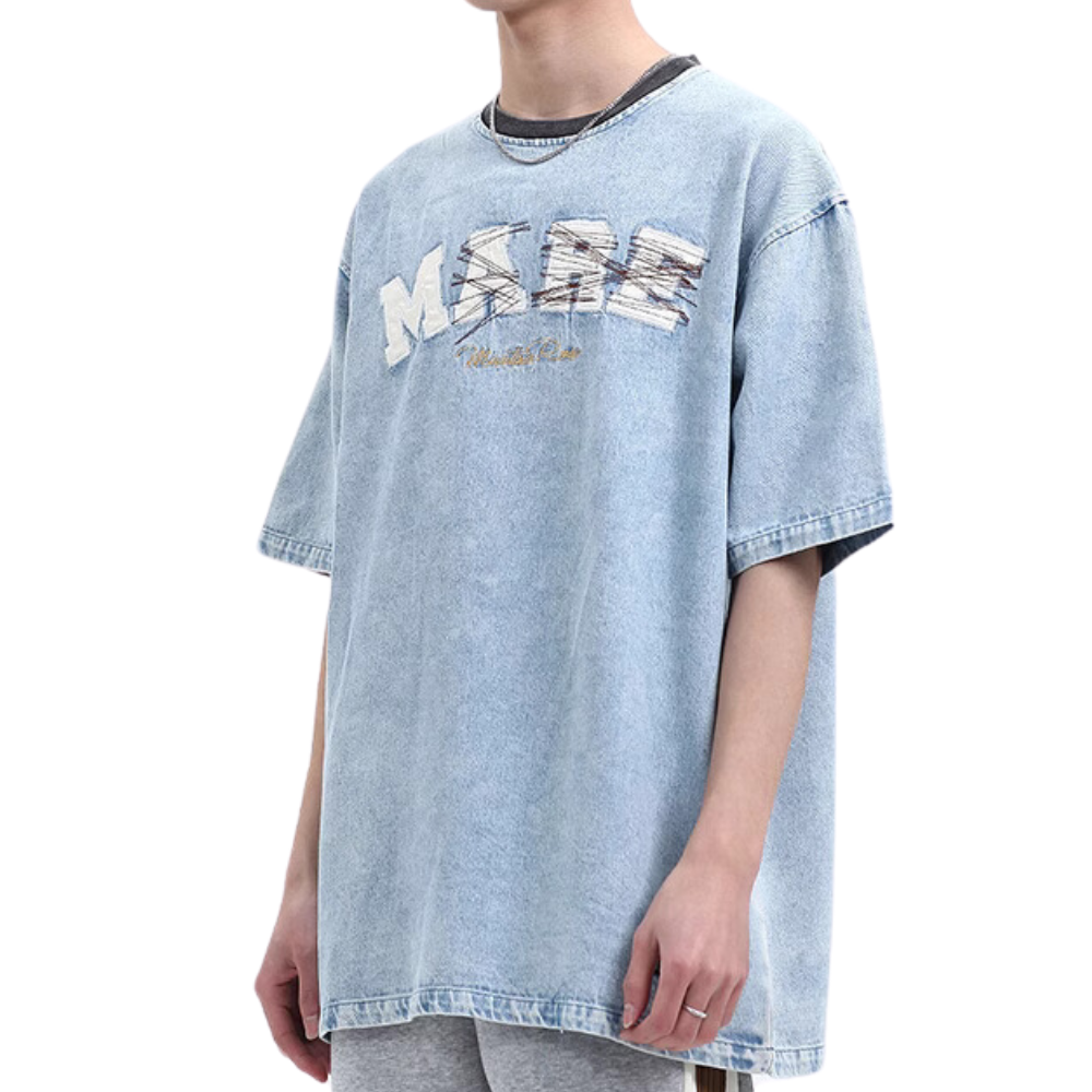 Heavy Denim Embroidered T-Shirt