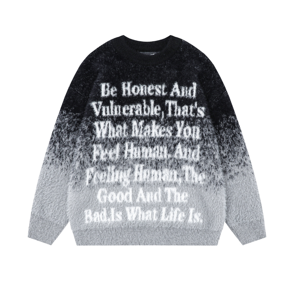 High Street Gradient Letter Jacquard  Sweater