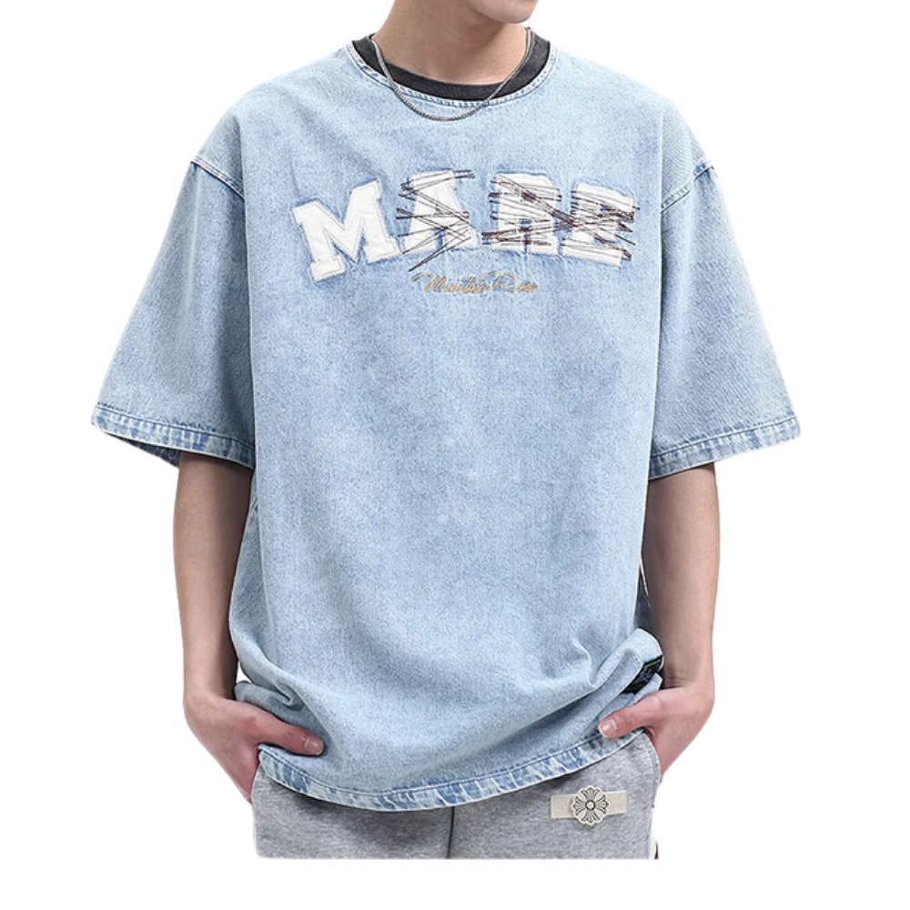 Heavy Denim Embroidered T-Shirt