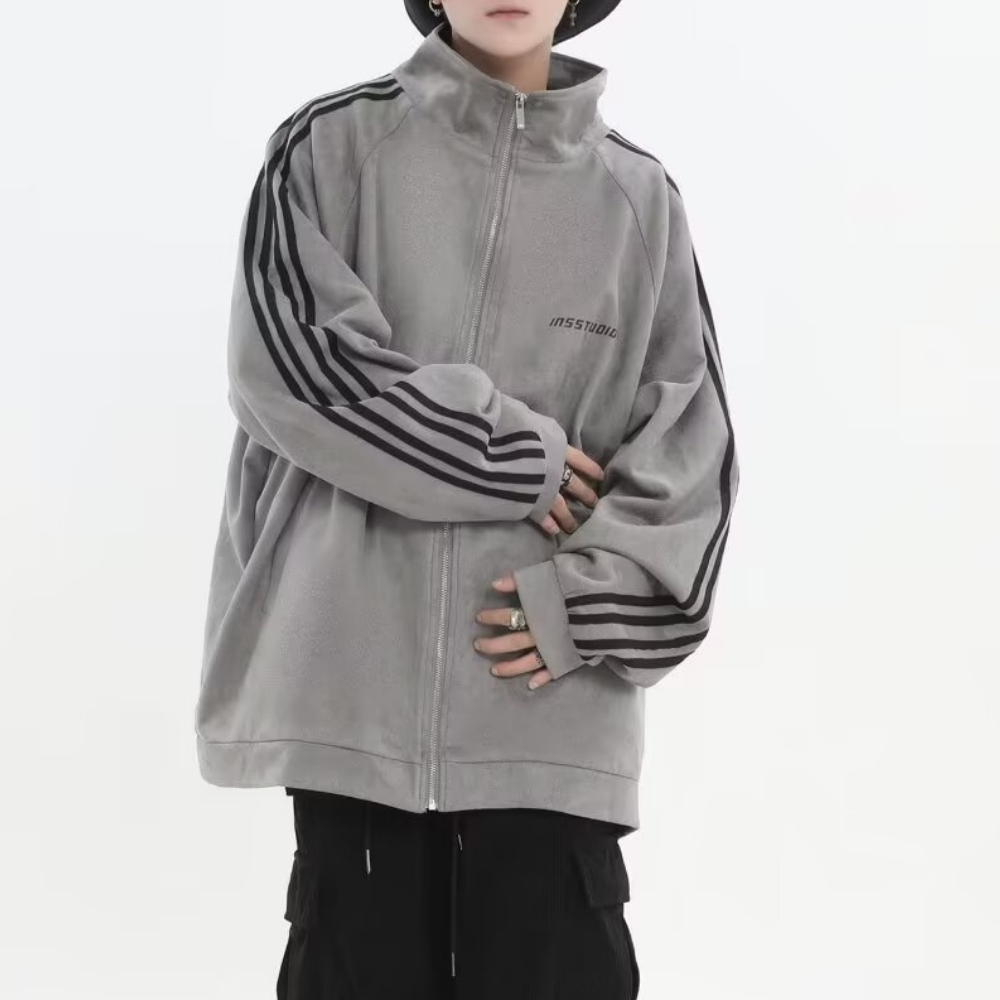 Regular Striped Suede Jacket