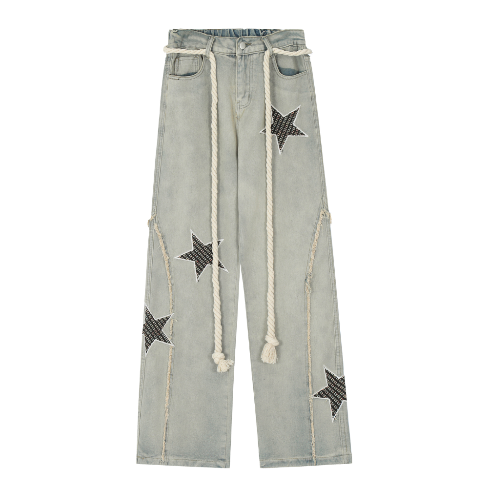 City Star Raw Edge Paneled Straight Jeans