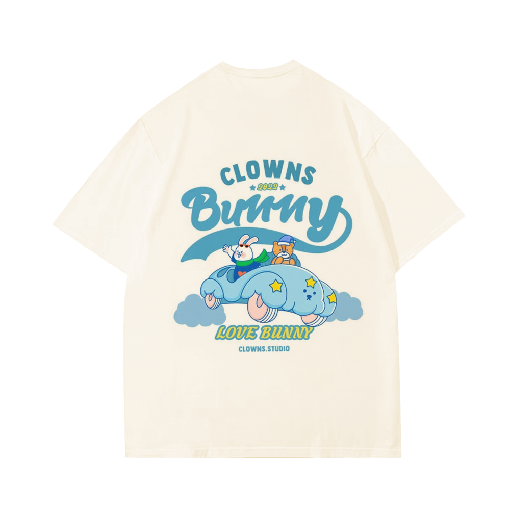Cute Clown Bunny Cloud Car T-Shirt