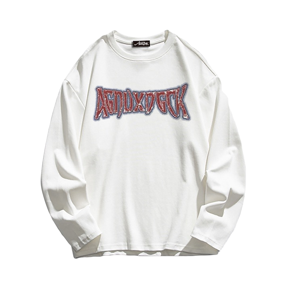 Vintage Bold Jesus Letter Graphic Long Sleeve Shirt