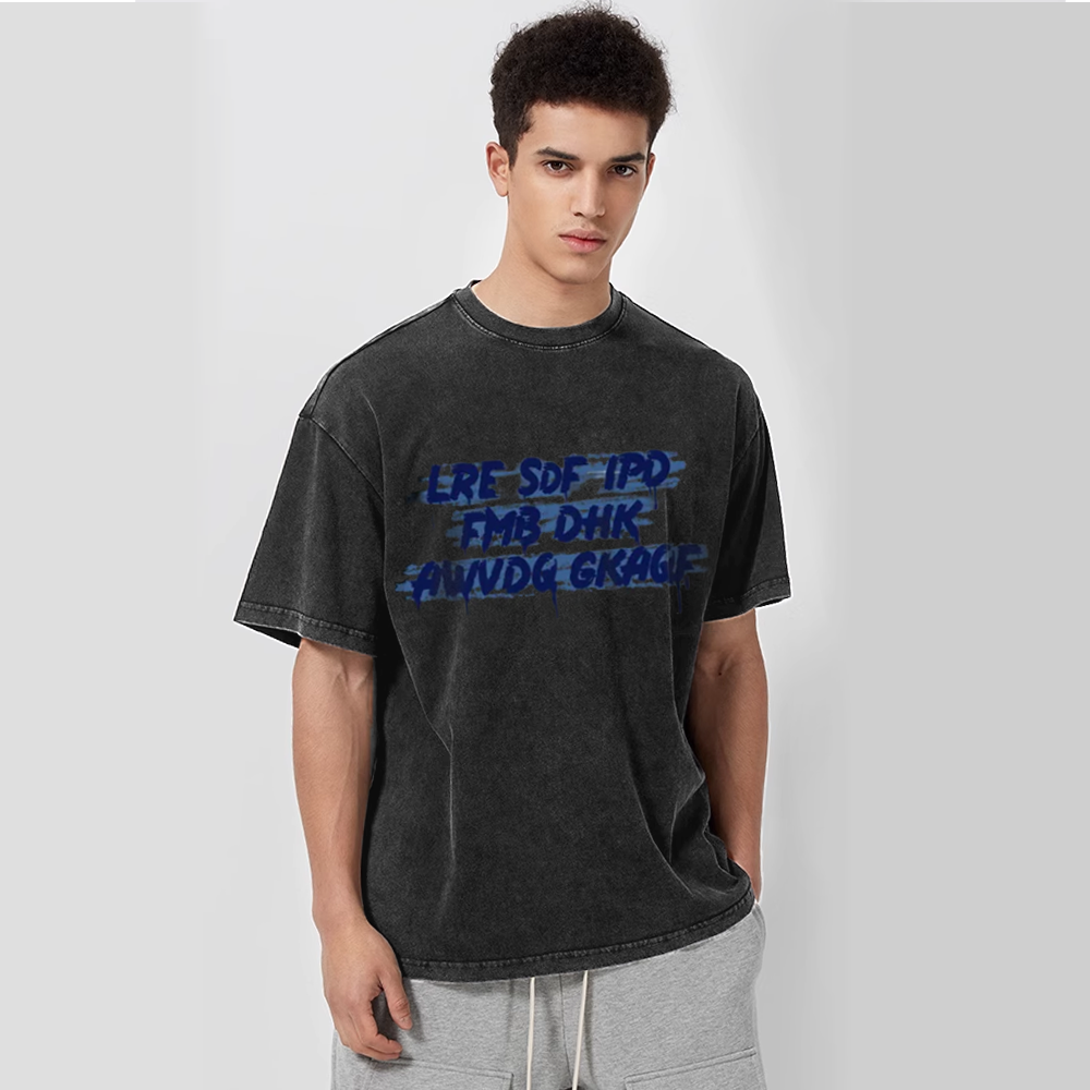 Street Letter Print Acid Washed T-shirt
