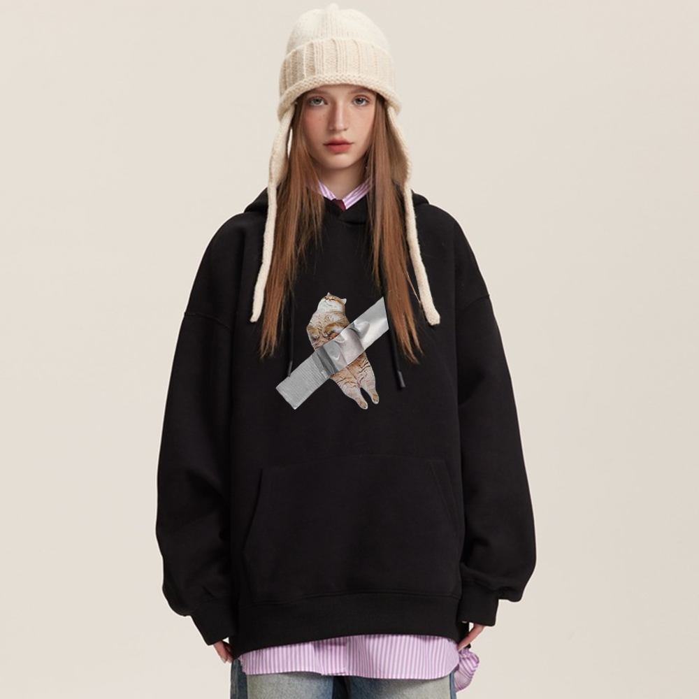 Funny Kitten Print Hoodie