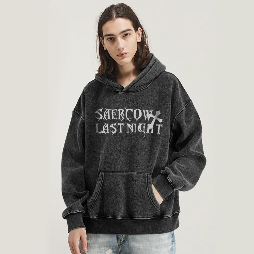Casual Wings Cross Washed Hoodie