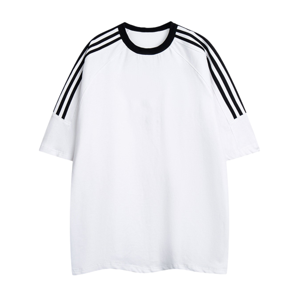 High Street Solid Color Shoulder line pure cotton T-shirt
