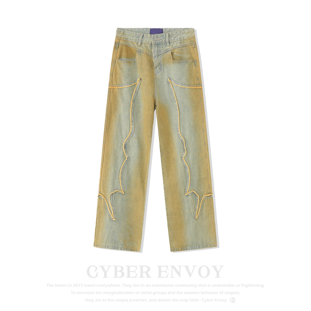 High Street Tie Dye Patchwork Jeans