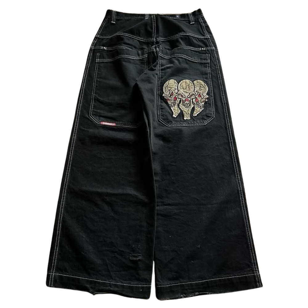 BAGGOUT Vintage Wash Loose Fit Triple Skulls Jeans