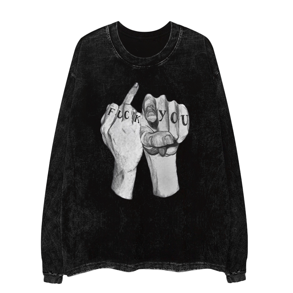 High Street Finger Letters Long Sleeve Shirt