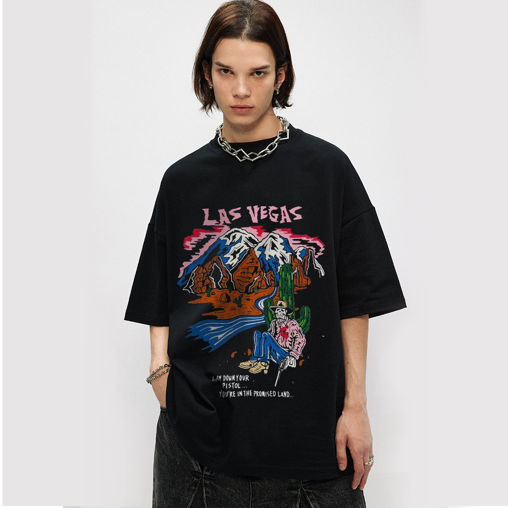 Las Vegas Shooter Skull Round Neck T-shirt