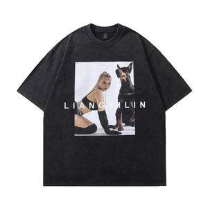 Beauty And Doberman Washed T-Shirt