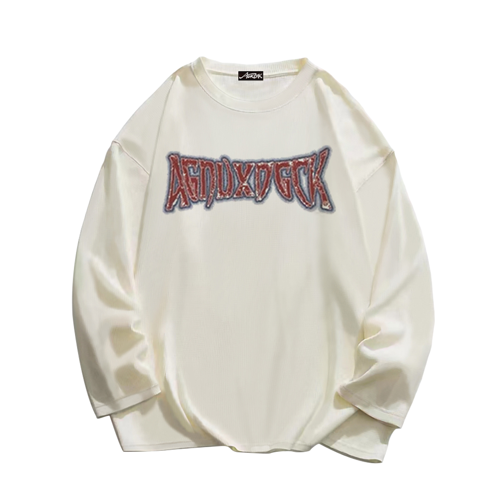 Vintage Bold Jesus Letter Graphic Long Sleeve Shirt