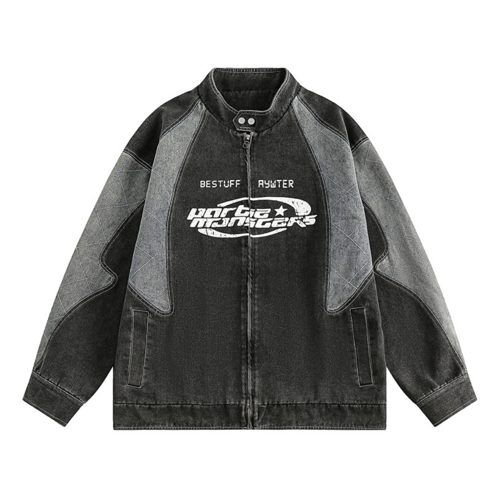 Motorcycle Patchwork Denim Jacket