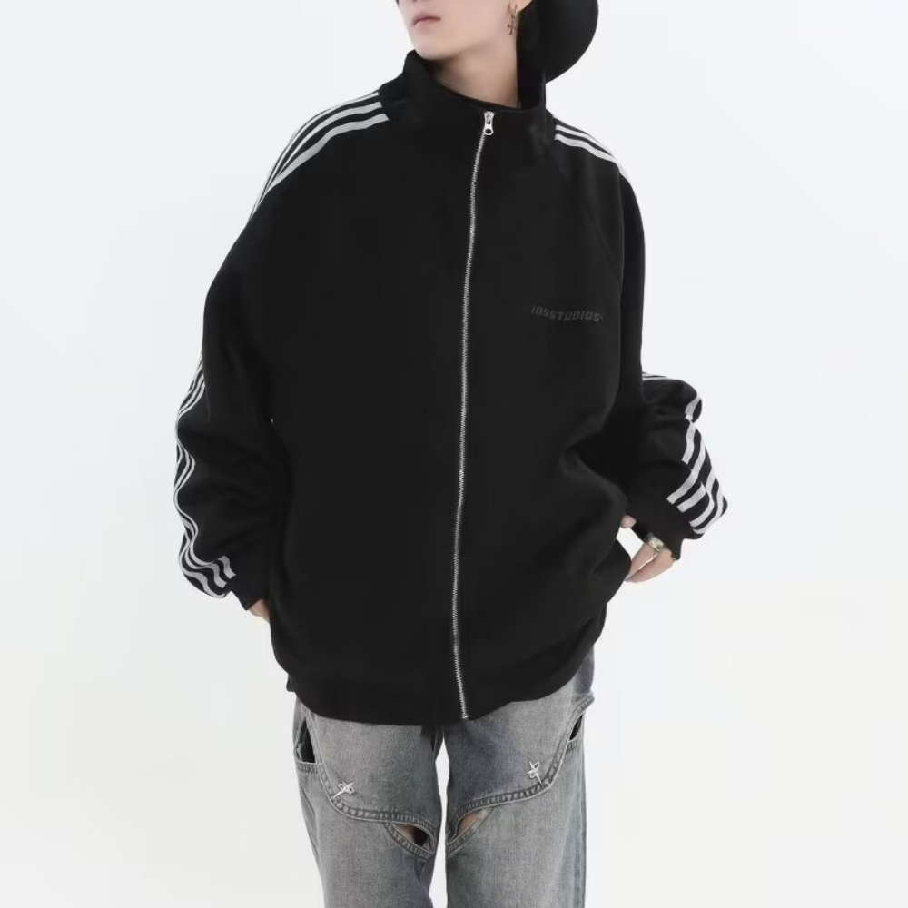 Regular Striped Suede Jacket