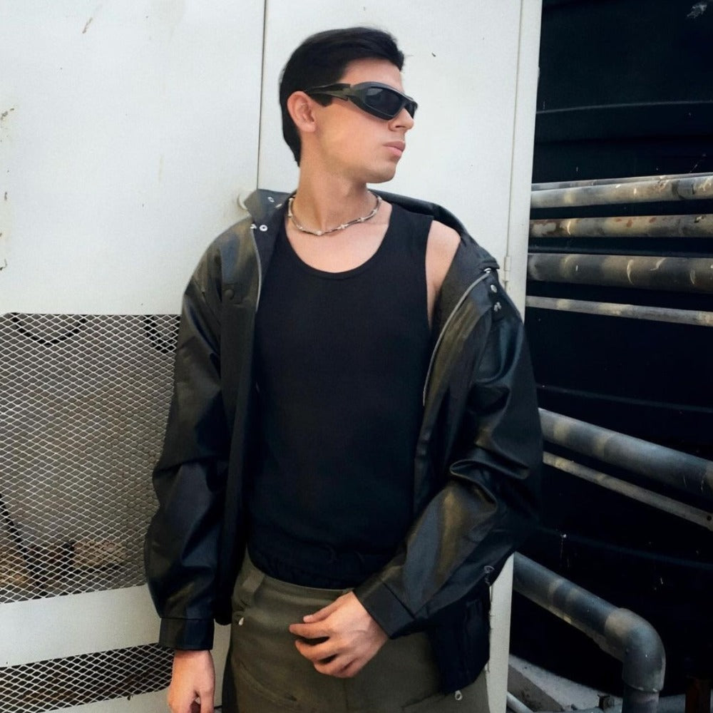 Street Black Lapel Biker Jacket
