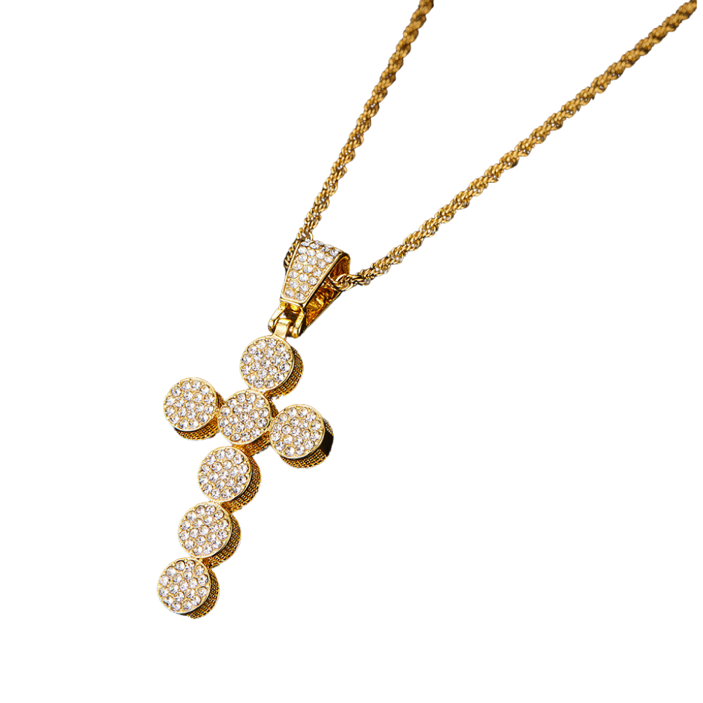 American Arc Rhinestone Cross Necklace