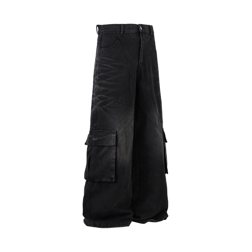 BAGGOUT 75" Cargo Black Baggy Jeans