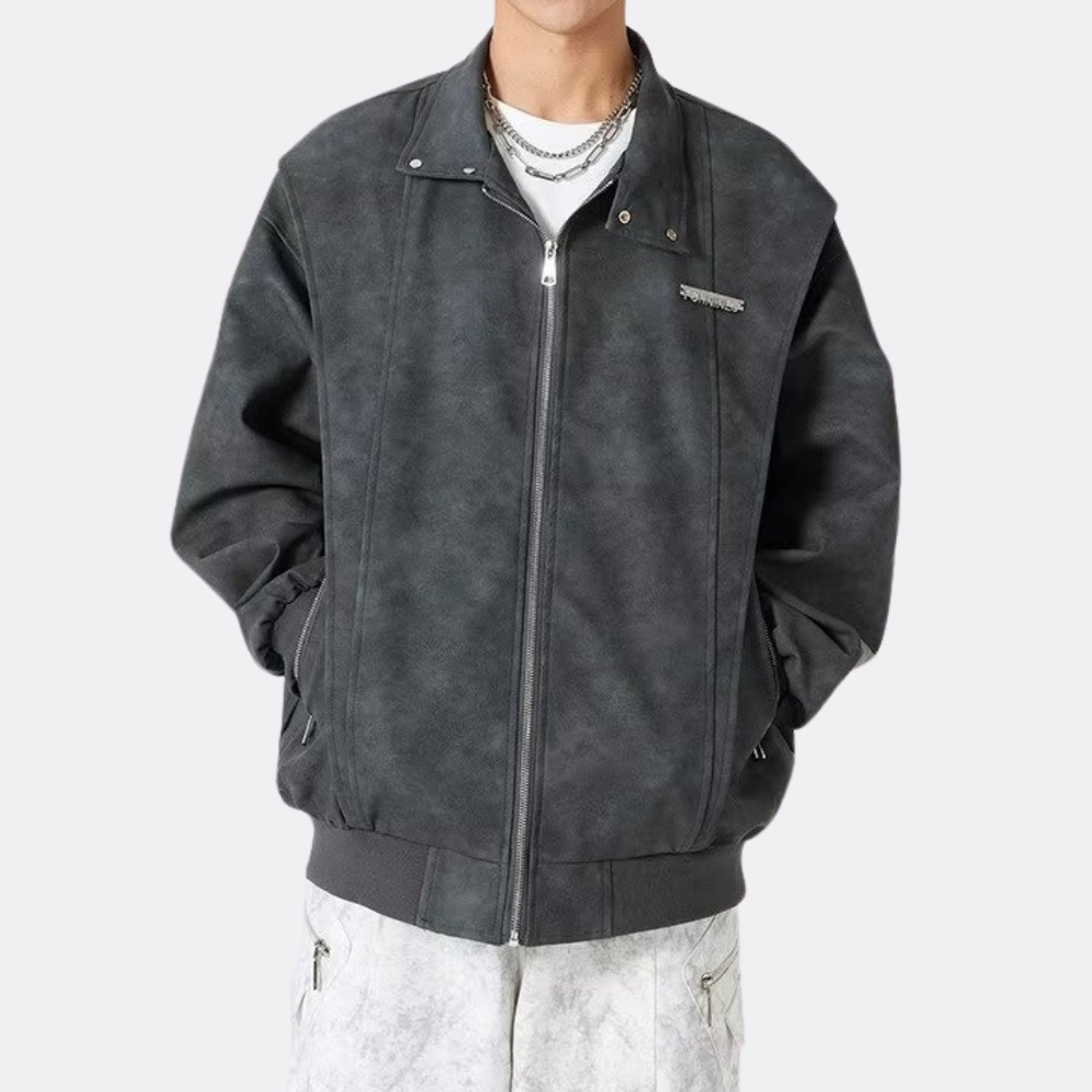 Design Patchwork Embroidered Suede Jacket