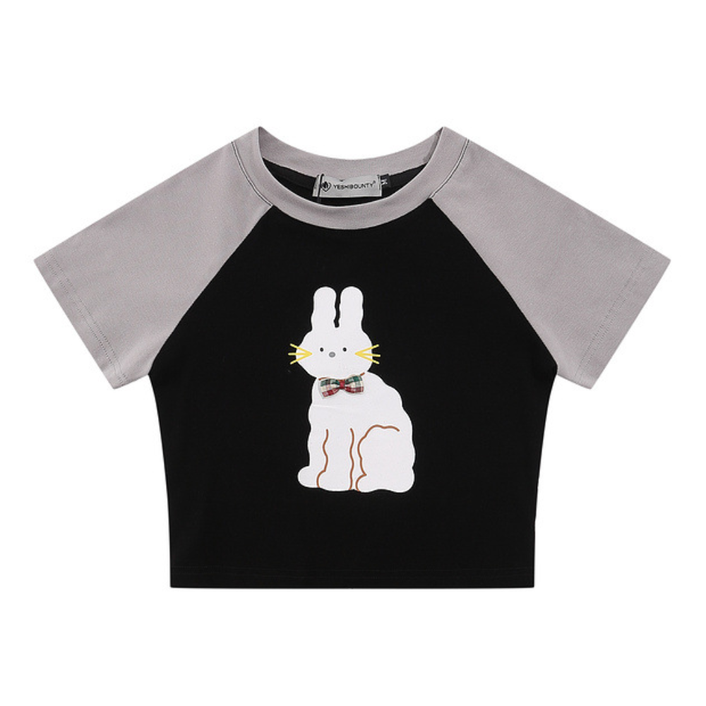 Women's Cute Rabbit Panel Cropped Top
