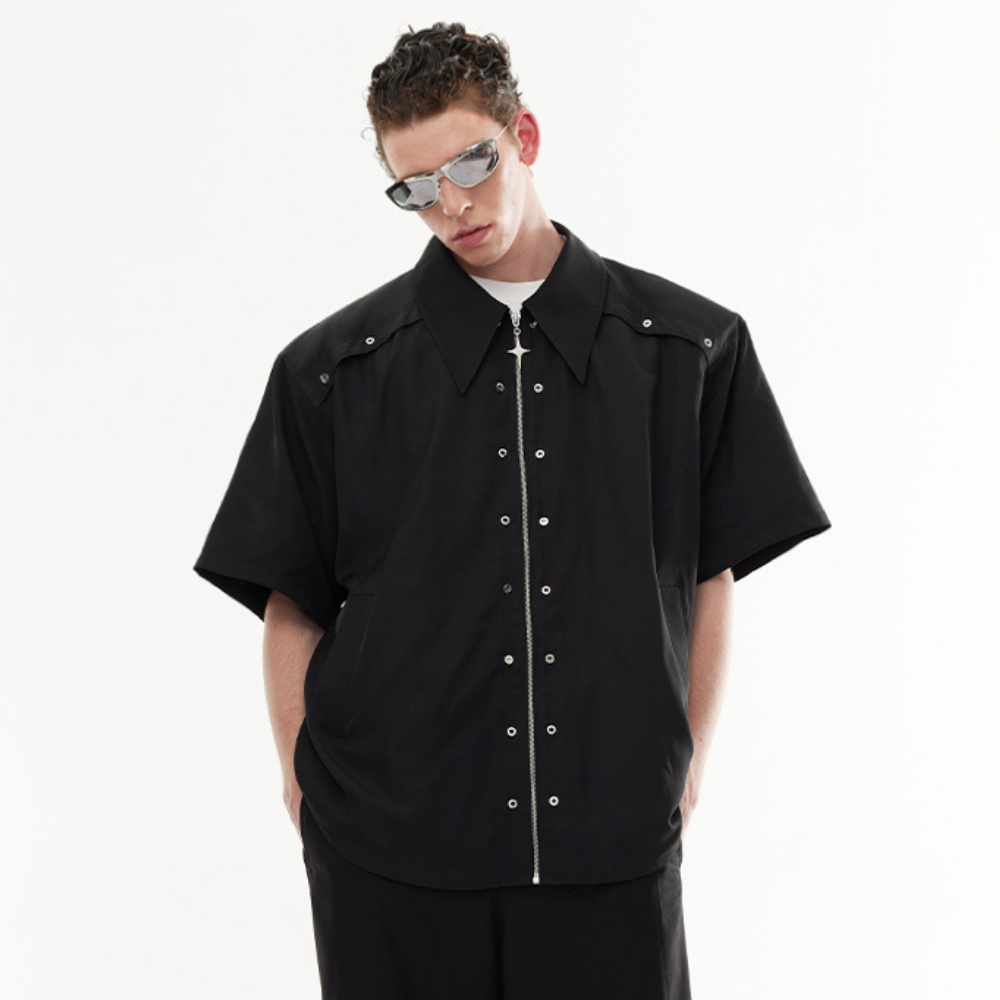 Star Zipped Shoulder Pad Shirt