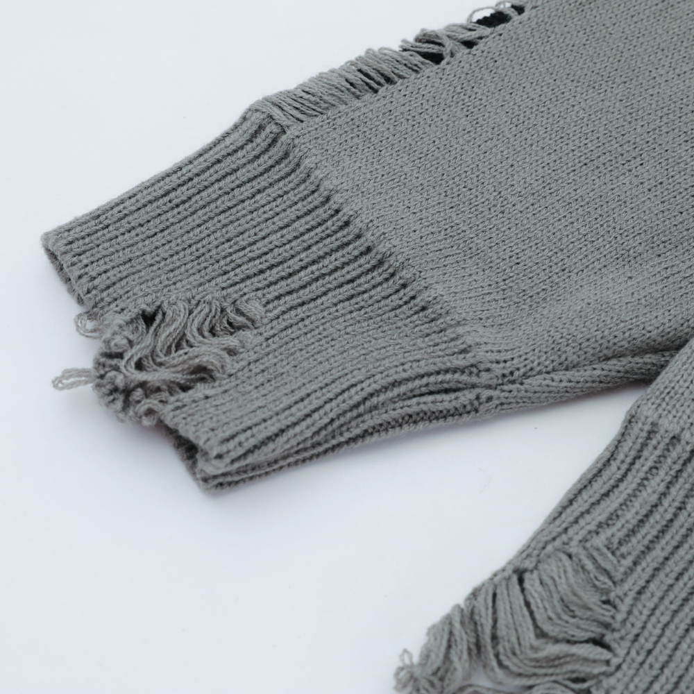 Versatile Solid Color Ripped Sweater
