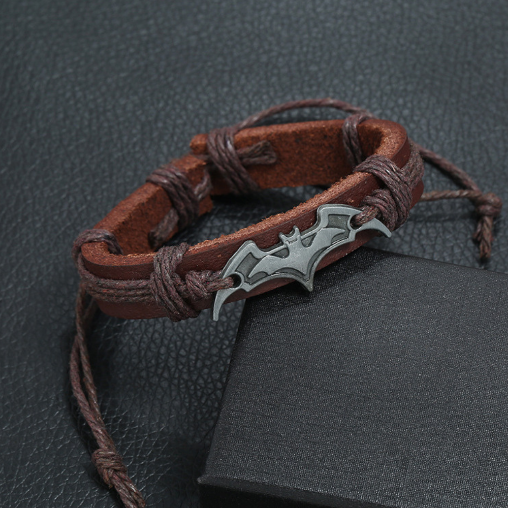 Dark Bat Leather Bracelet