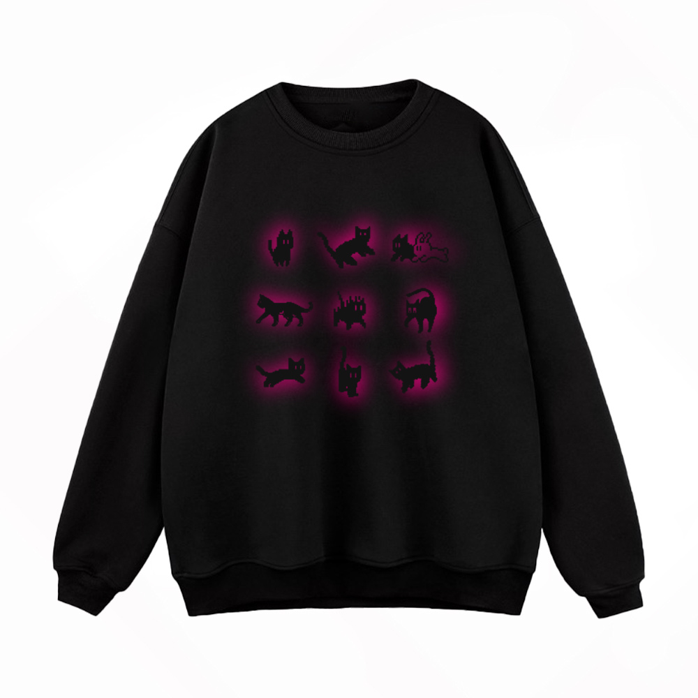 Black Cat Collection Print Sweatshirt