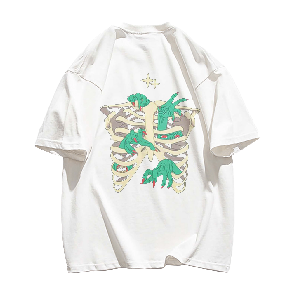 American Bold Skeleton Hand Graphic T-Shirt