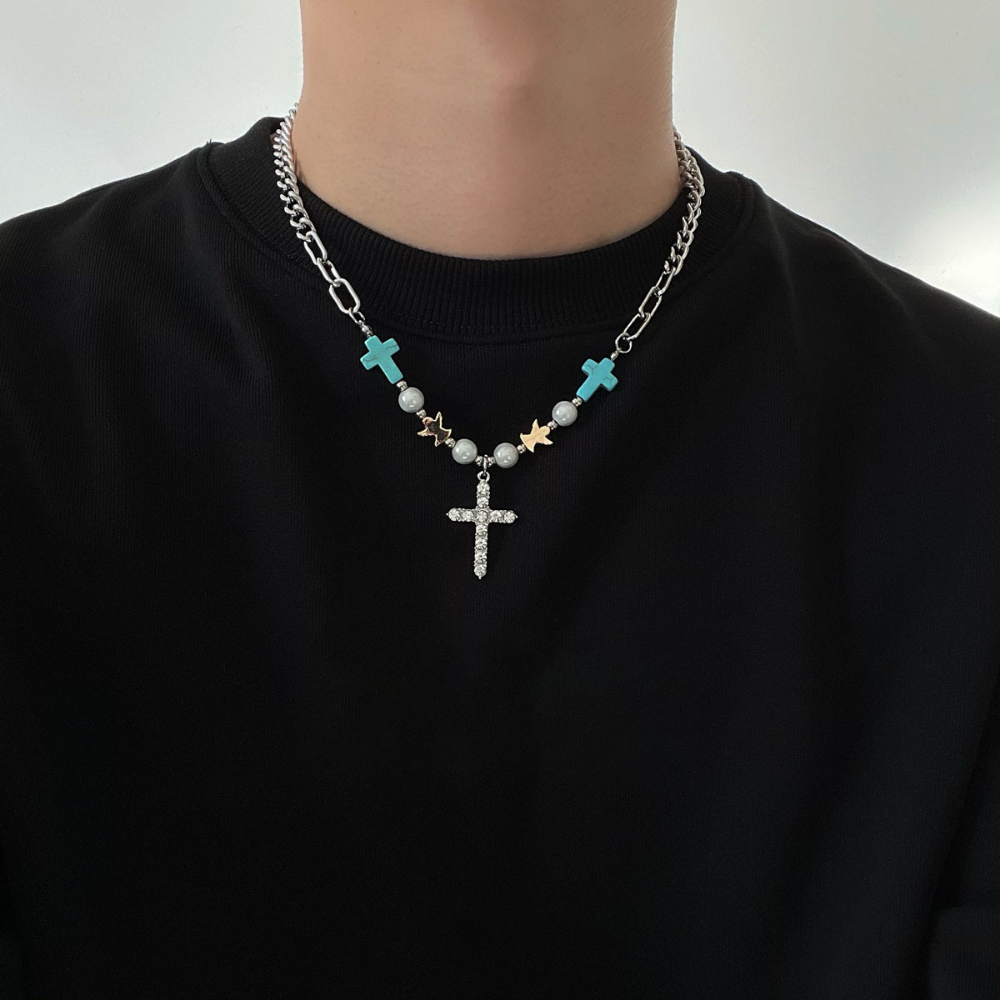 Lucky Cross Steel Pendant Necklace