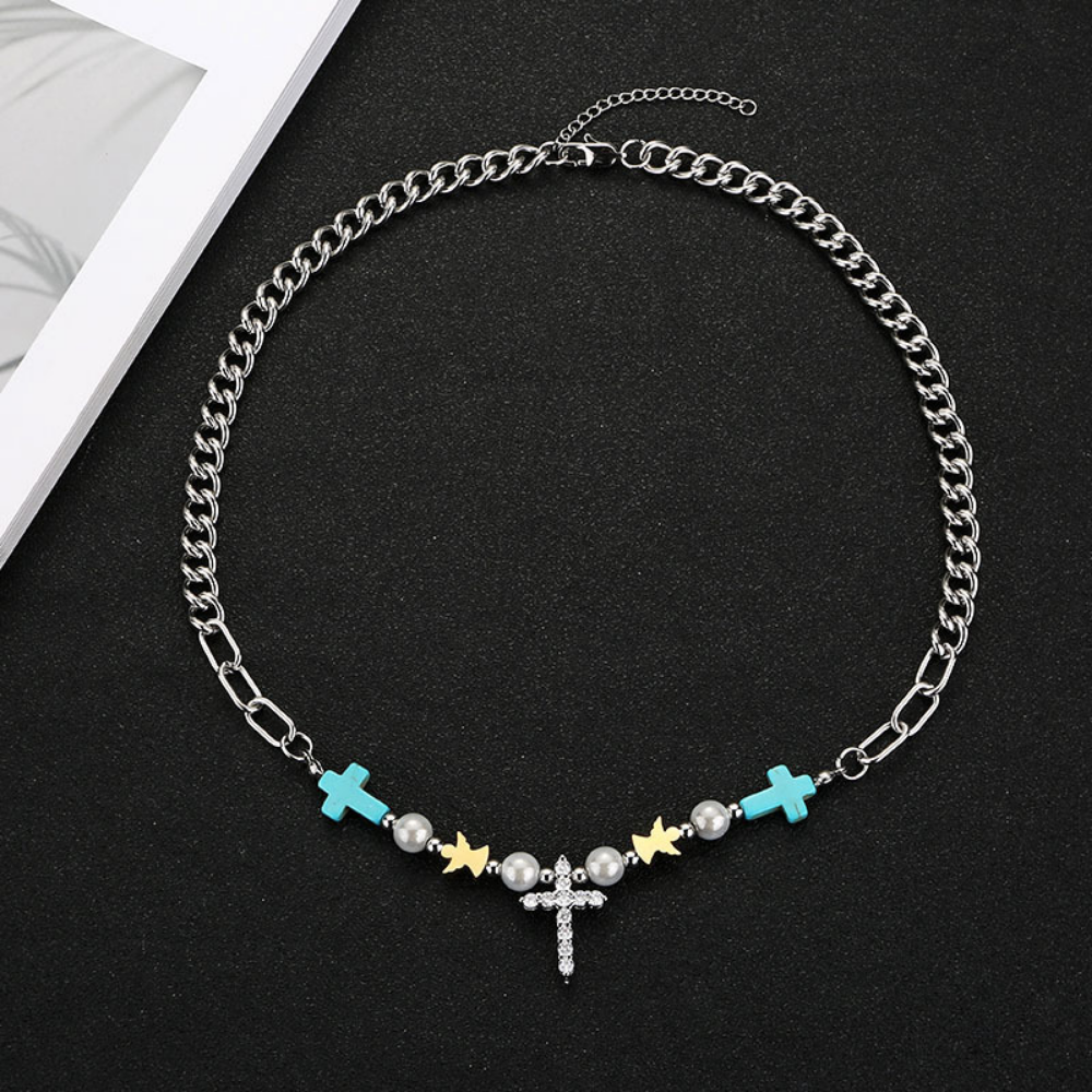 Lucky Cross Steel Pendant Necklace