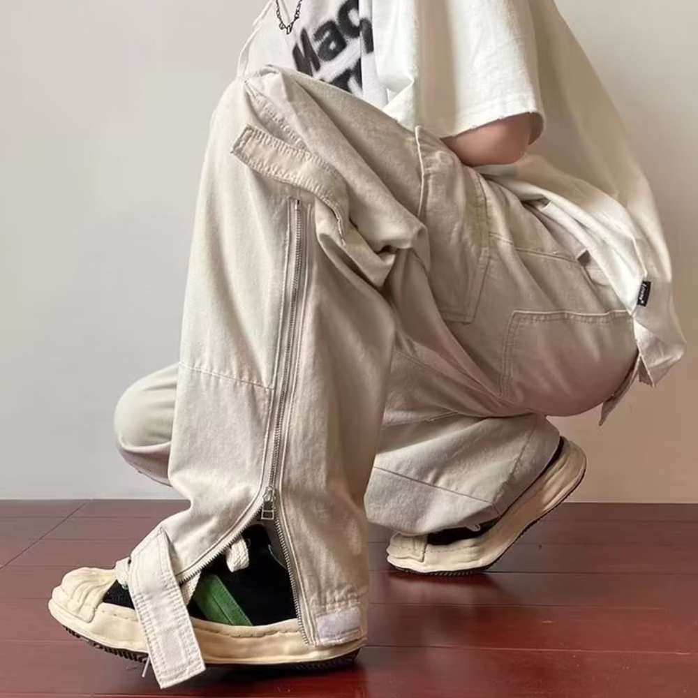 Casual Side Zip Cargo Pants