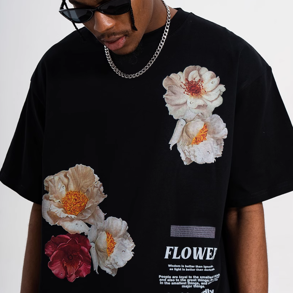 Realistic Flower Letters T-Shirt