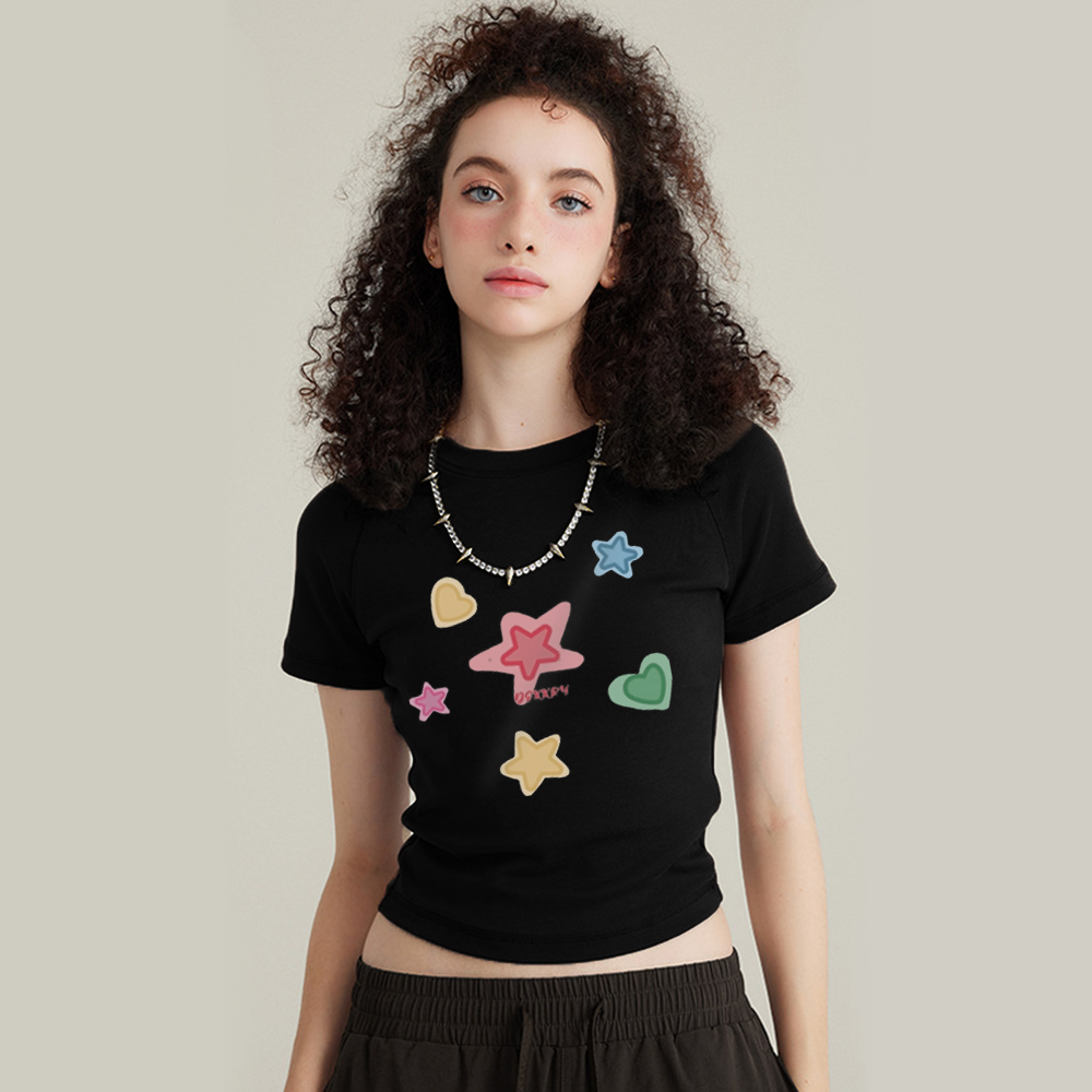 Women's Colorful Star Shorts T-Shirt