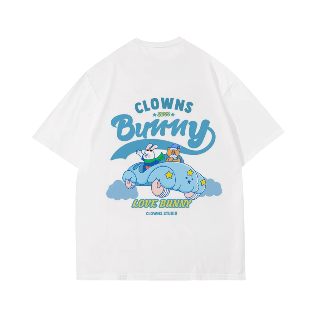 Cute Clown Bunny Cloud Car T-Shirt