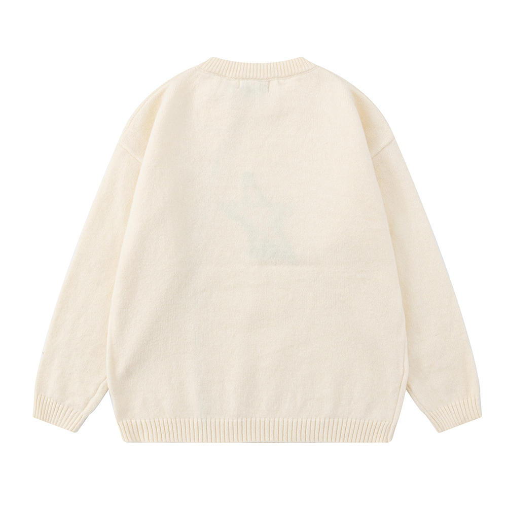 Solid Color Star Zipper  Pullover Sweater