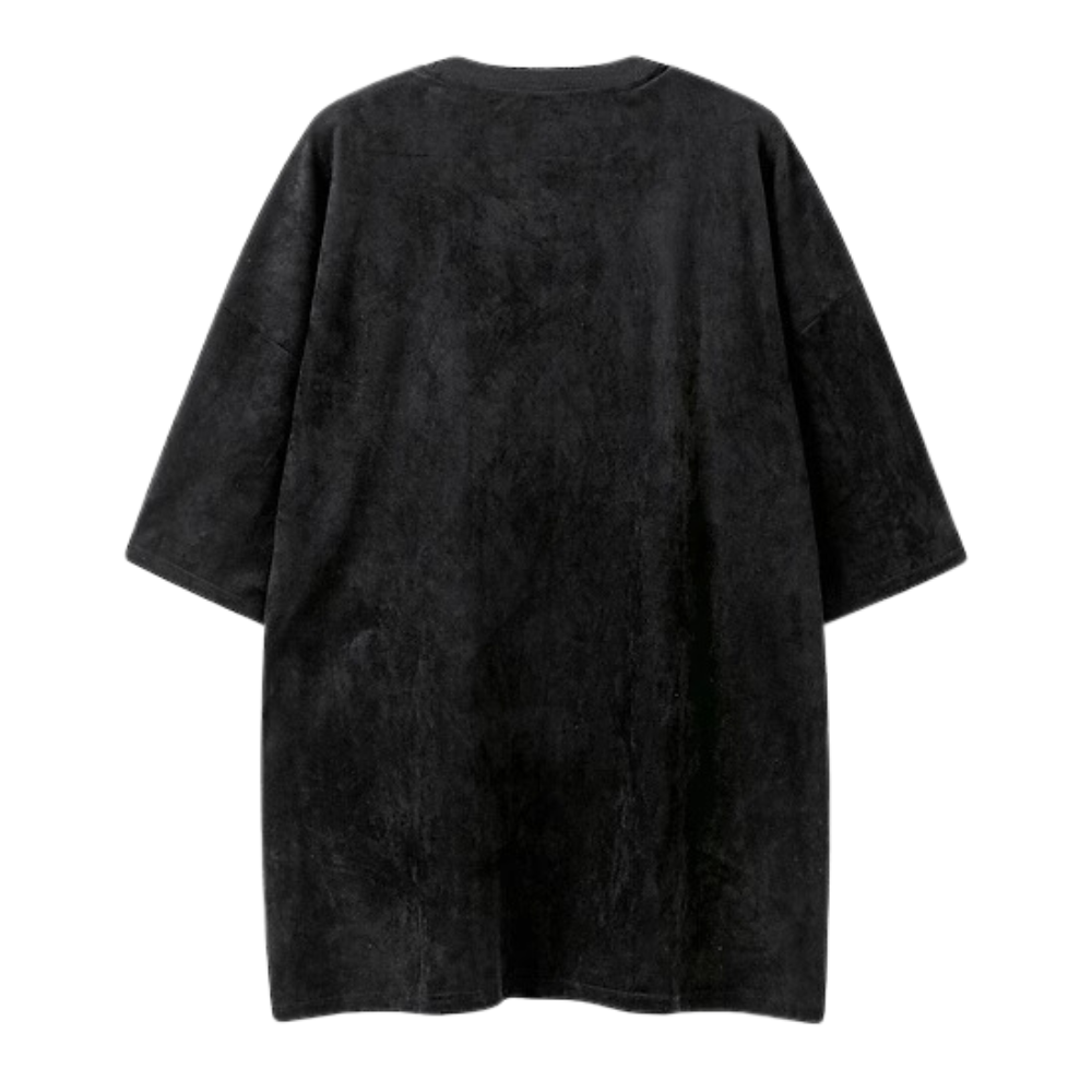 American Skull Print Suede T-Shirt