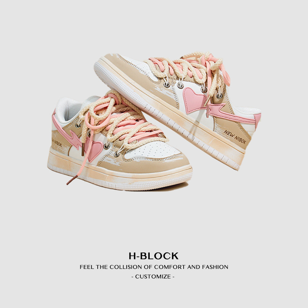H-Block | Heart Graphic Chunky Couple Casual Sneakers