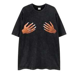 Street Philanthropist Finger washed vintage hip-hop loose fitting t-shirt