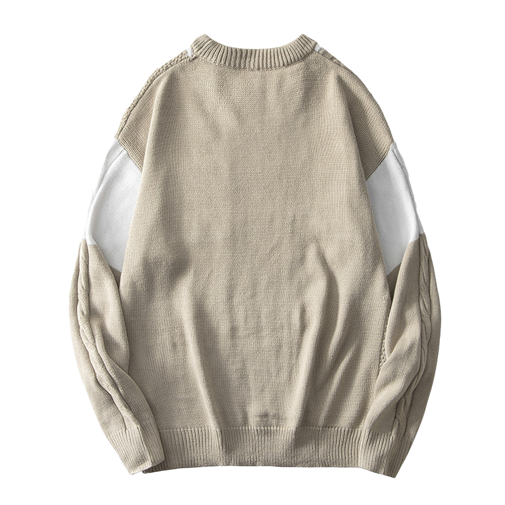 College Style Splicing Color Sweater