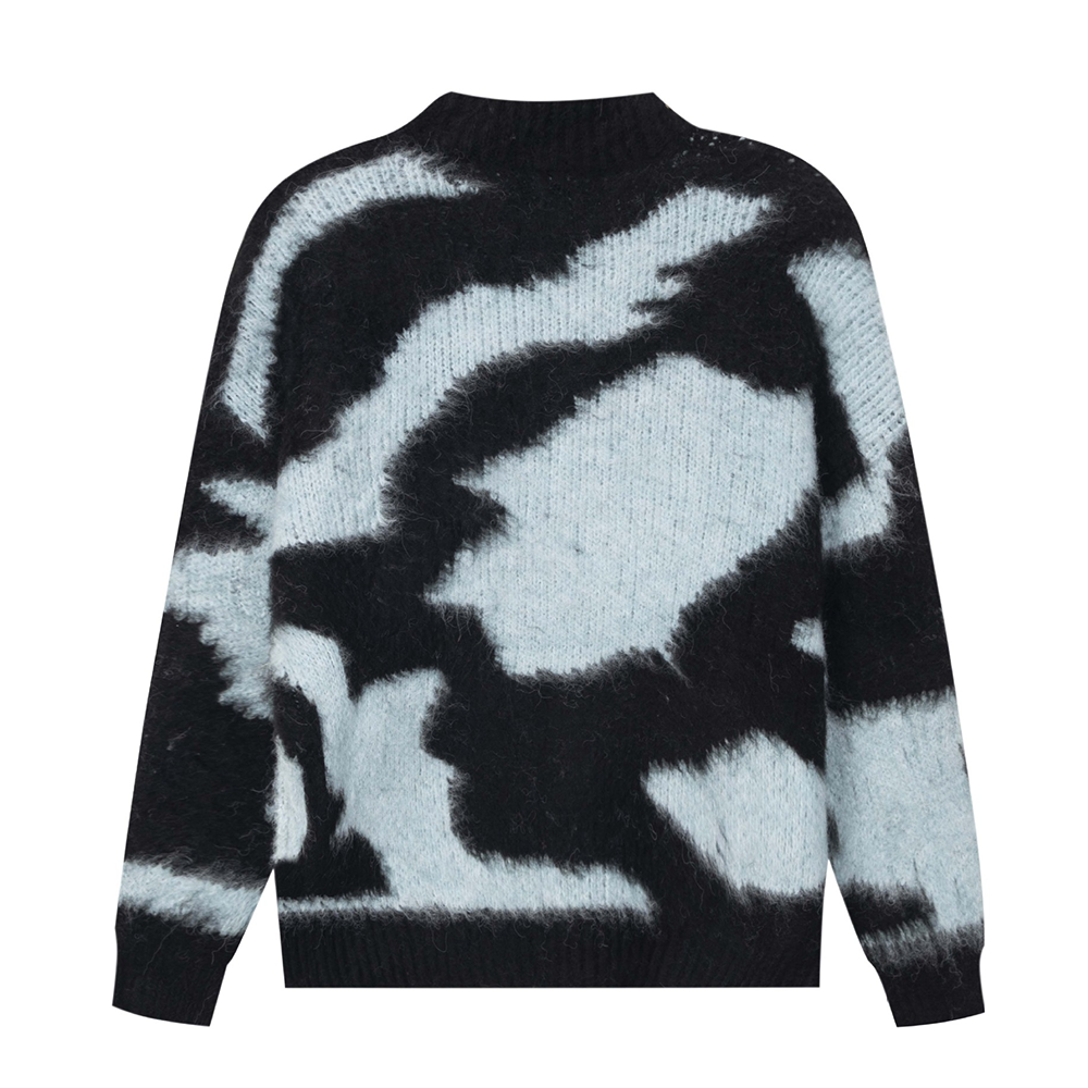 Contrast Color Deer Plush Cross Sweater