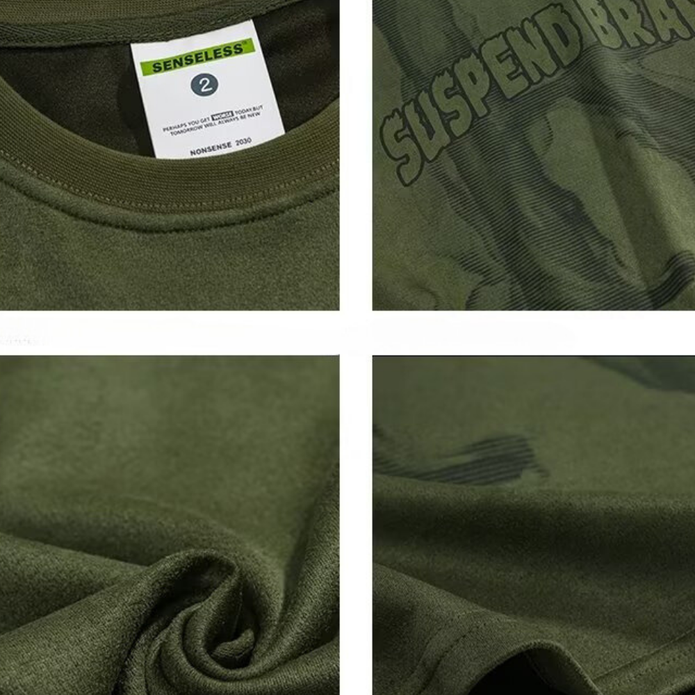 Vintage R Letter Suede T-shirt