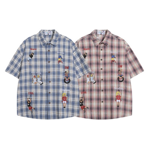 Vintage Embroidered Checkered Shirt