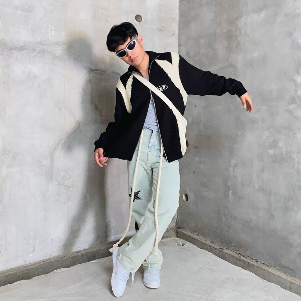 City Star Raw Edge Paneled Straight Jeans